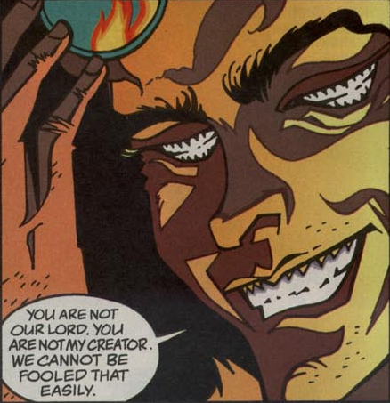 Imagine him brushing his teeth (and flossing) and he'll get a lot less creepy...